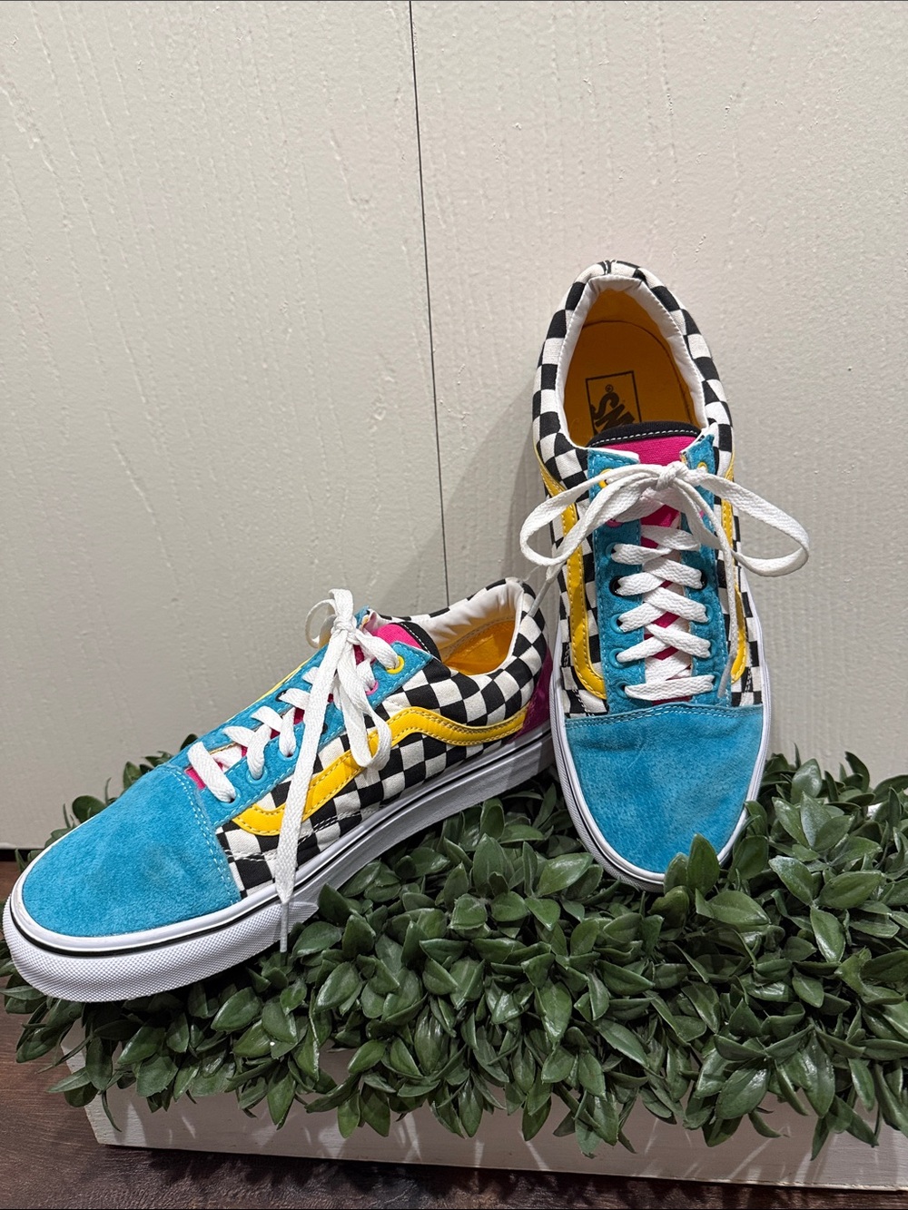 Vans Old Skool 'Crazy Checks' sneakers multicolor checkerboard Women's 10.5
